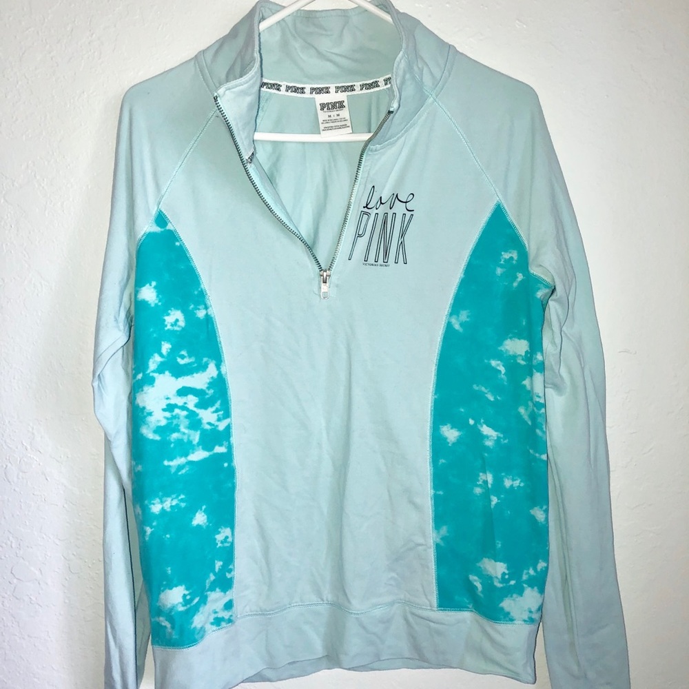 PINK Blue 1/4 Zip Pullover